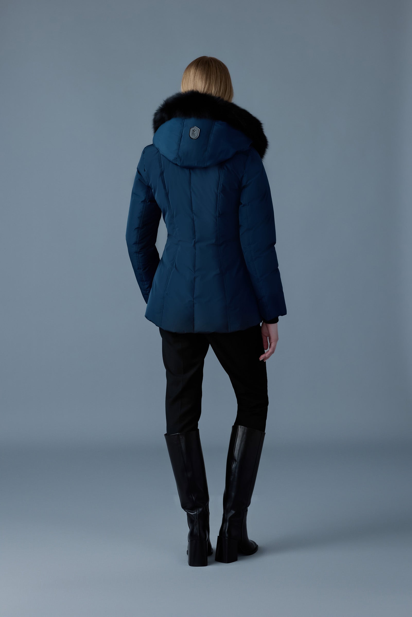 Adali Down coat with blue fox fur Signature Mackage Collar for ladies Mackage US