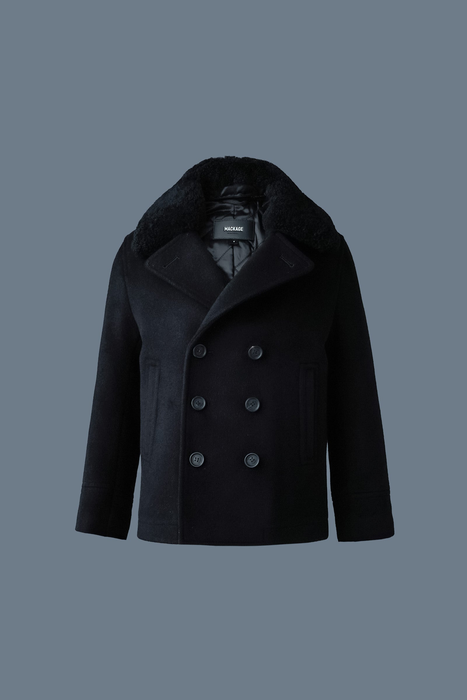 Camden T wool peacoat with shearling collar Mackage US