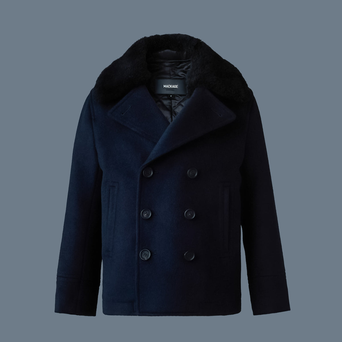 Mens peacoat with fur collar best sale