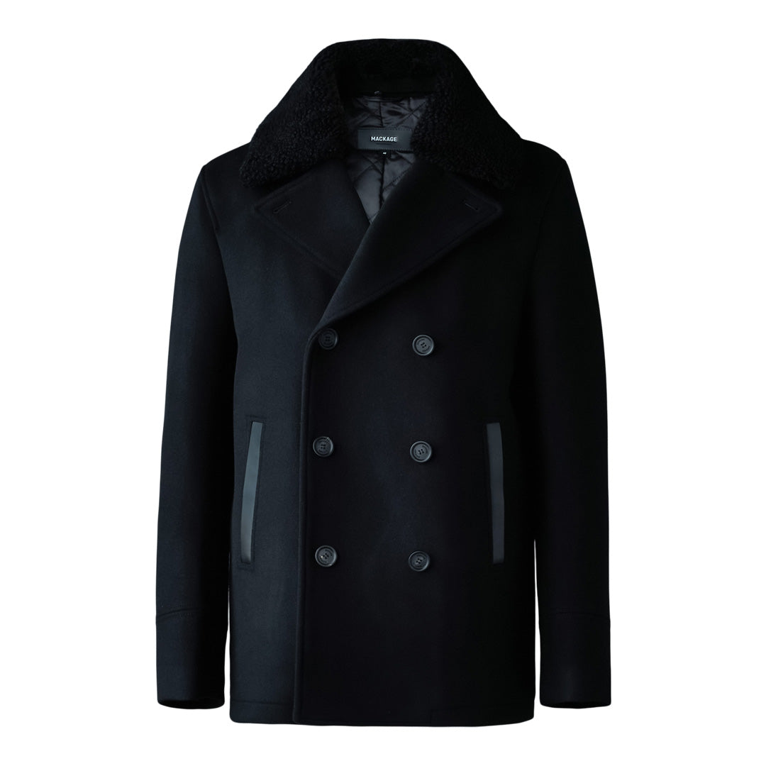 Cole wool double breasted jacket with shearling collar Mackage US