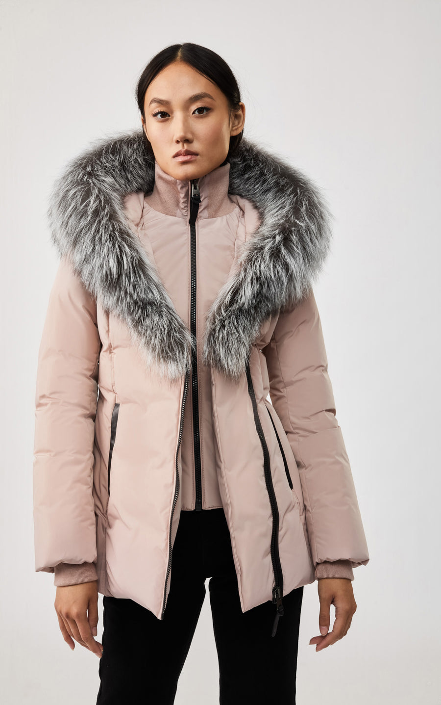 Adali, Down coat with silver fox fur Signature Mackage Collar for ...