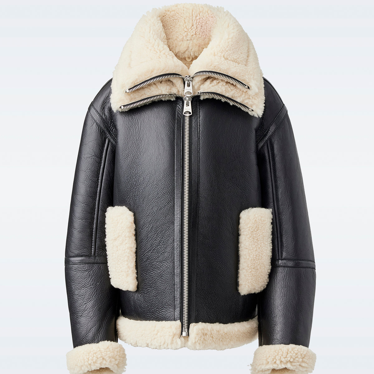 Calan, Sheepskin bomber jacket with removable collar for kids (8 