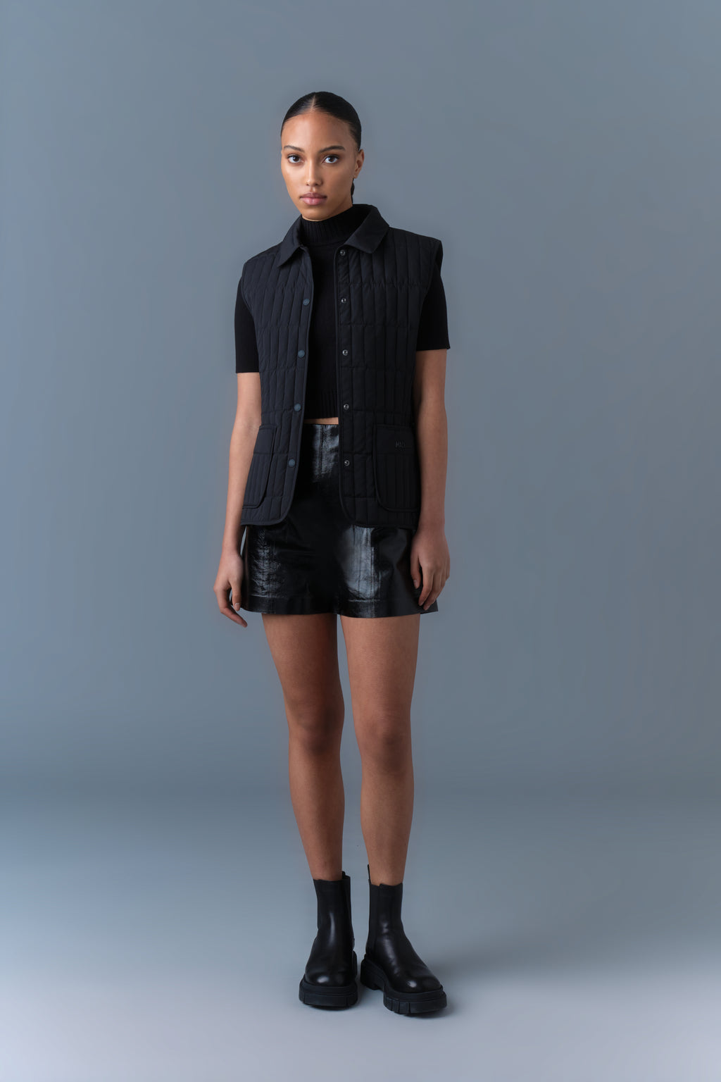 Dija RF Leather Shorts, Black
