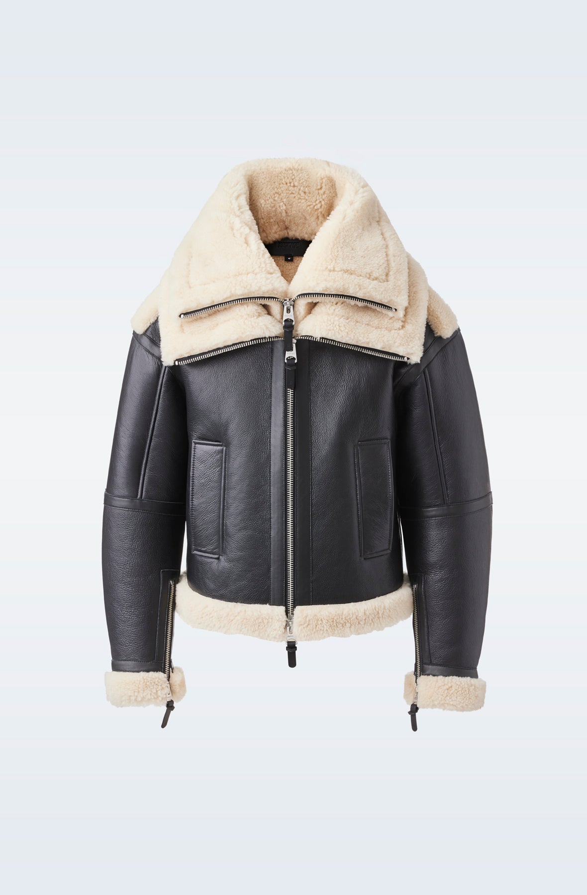 Shearling Collar Leather Jacket - Ready to Wear